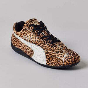 Puma Women's Speedcat Leopard Print Sneaker Color: Puma Black-Warm White